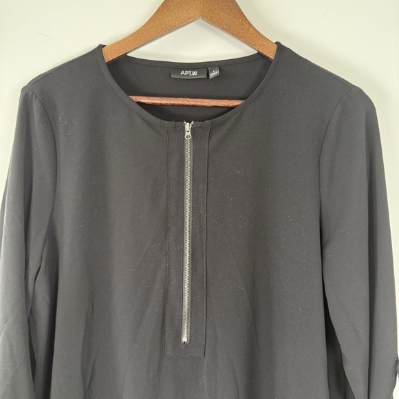 Apt 9 Women's Black Dress Mid Length Zipper 3/4 Sleeve Size Large - Picture 2 of 4